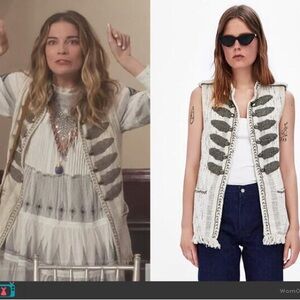 Rare Schitt’s Creek Alexis Zara beaded embellished  Patterned Vest large
